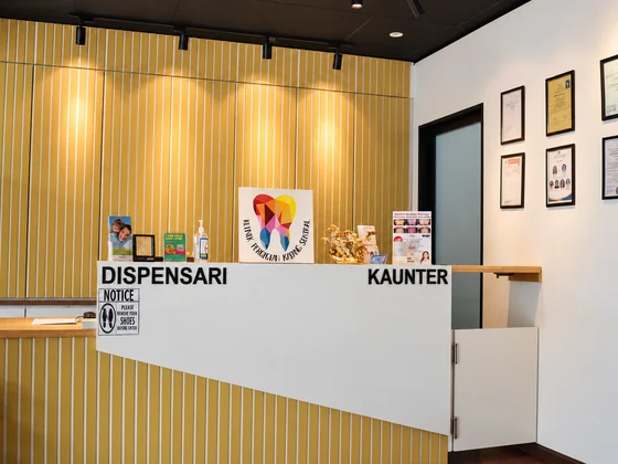The clinic reception counter